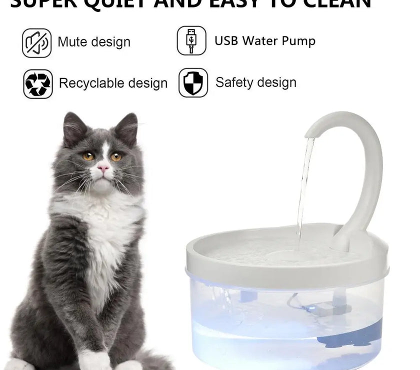 Pet Water Fountain Swan Neck Shaped Cat Water Dispenser Prevent Dry Burn Drinking Fountain 2L With LED Light Bird Dog Drink Bowl