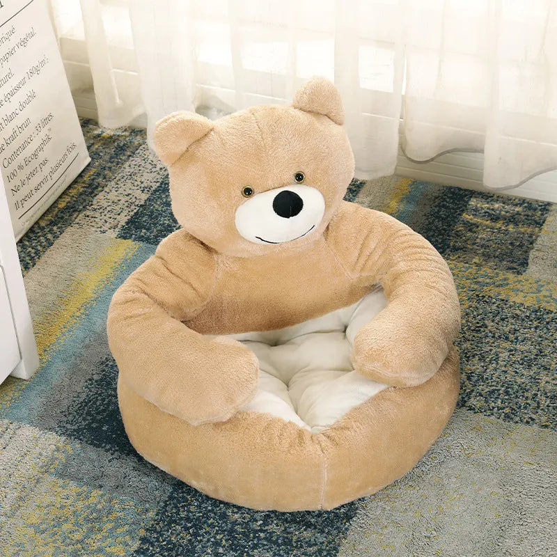 Super Soft Dog Bed Cute Winter Warm Bear Hug Cat Sleeping Mat Semi-closed Puppy Kitten Plush Nest Cushion Dog Sofa Pet Supplies