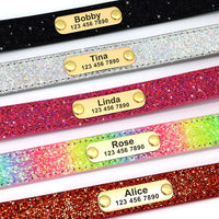 Sparkling Safety: Personalized Bling Dog Collar with Engraved ID Tag for Small & Medium Pups