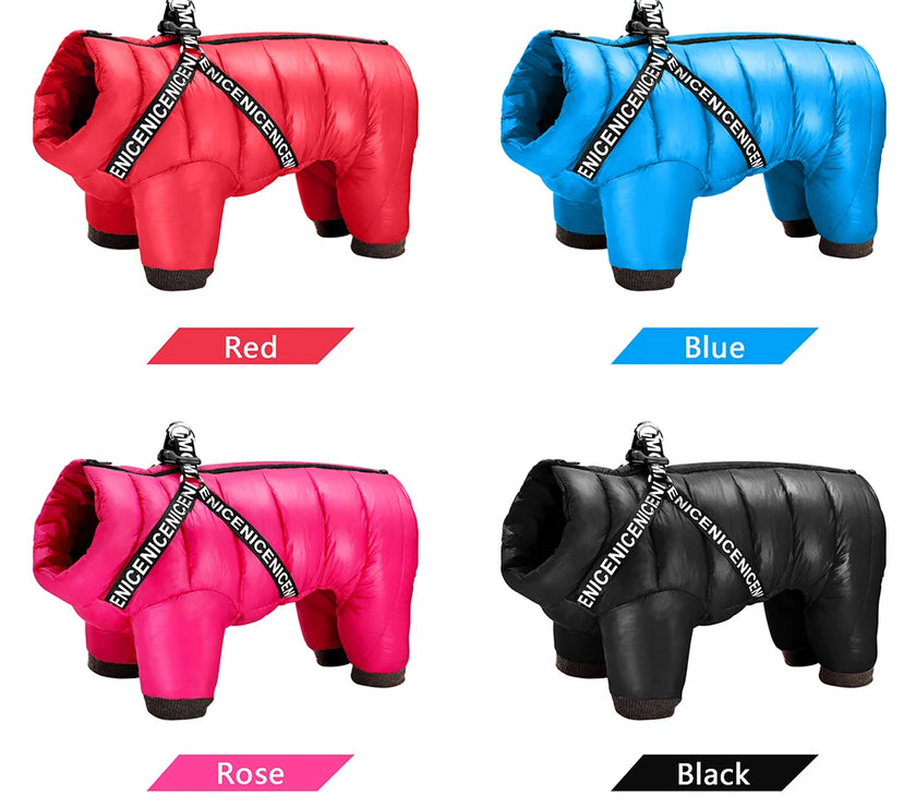 Winter Dog Clothes Super Warm Pet Dog Jacket Coat With Harness Waterproof Puppy Clothing Hoodies For Small Medium Dogs Outfit