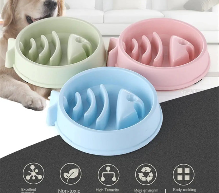 Pet Slow Eating Feeder Fish Bone Shape Dog Bowl Dog Feeding Food Bowls Bloat Stop Healthy Interactive Puppy Food Plate Dishes