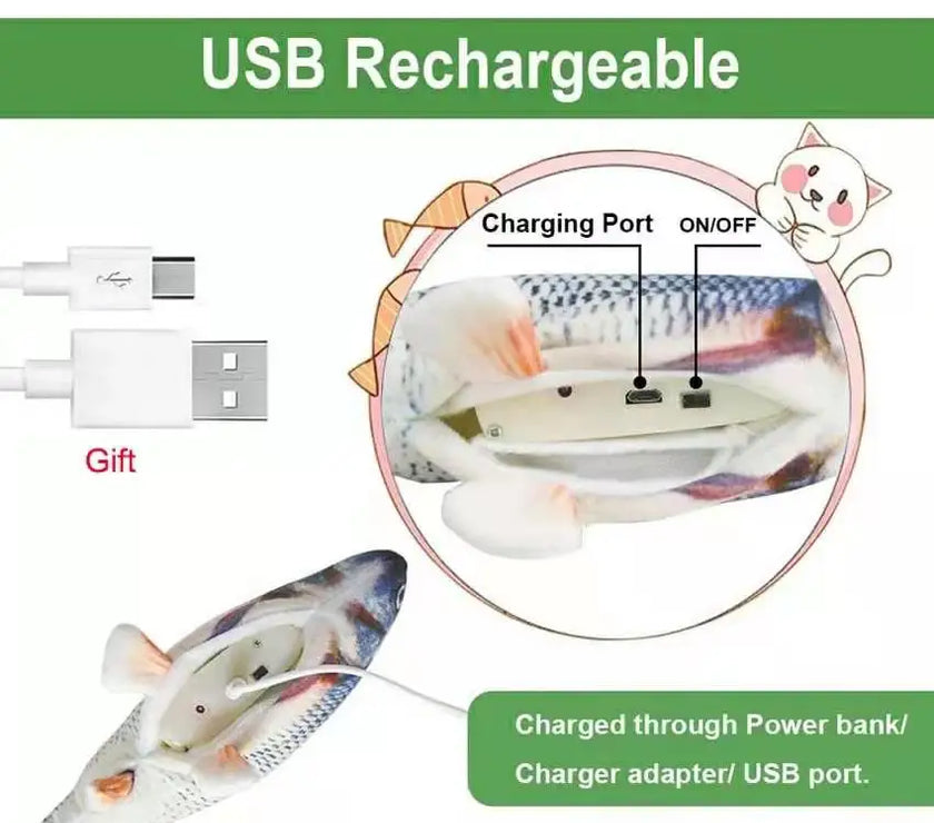 USB Rechargeable Flopping Fish Cat Toy - Interactive Electric Catnip Fish