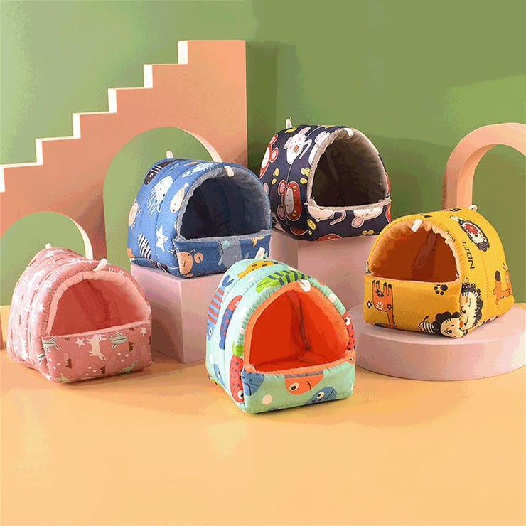 Pet Hamster Nest Plush Warm and Comfortable Winter Parrot Hammock Cave Cage Hut Tent Pet Supplies Bird Cage Parrot Accessories