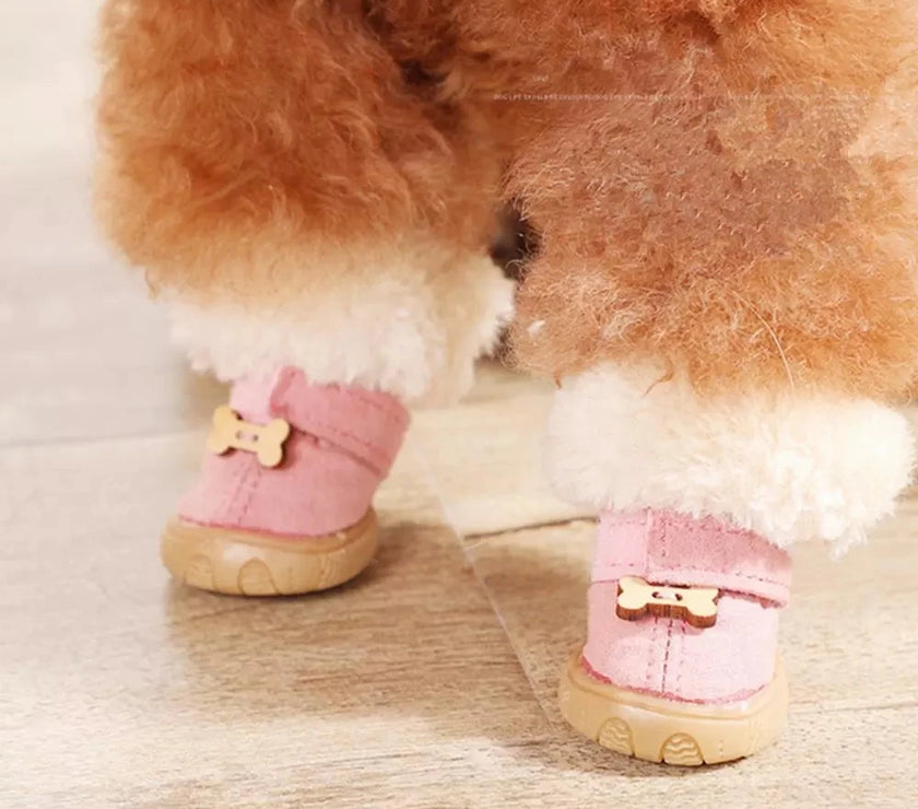 Winter Pet Dog Shoes for Small Dog Shoes Warm Plush Anti-slip Dog Snow Boots for Teddy Chihuahua