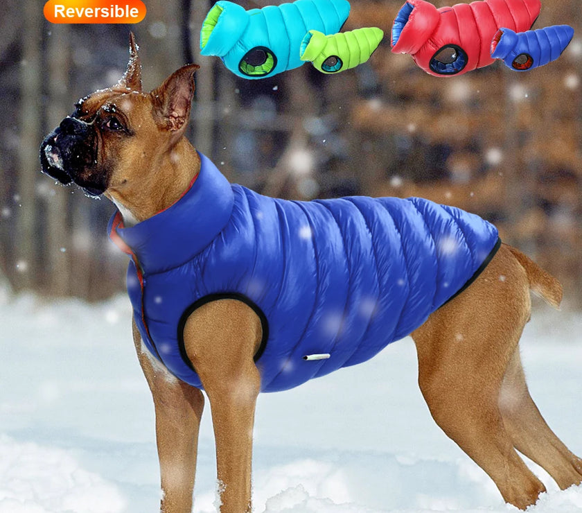 Warm Winter Dog Clothes Vest Reversible Dogs Jacket Coat 3 Layer Thick Pet Clothing Waterproof Outfit for Small Large Dogs