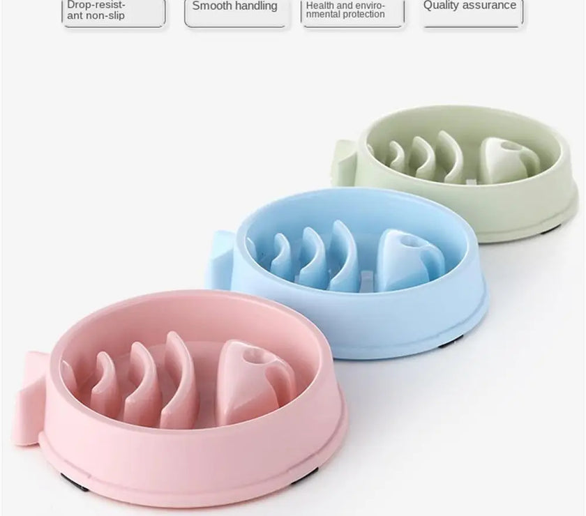 Pet Slow Eating Feeder Fish Bone Shape Dog Bowl Dog Feeding Food Bowls Bloat Stop Healthy Interactive Puppy Food Plate Dishes