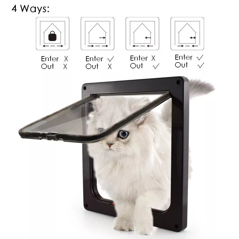 Pet Dog Cat Door 4 Way Locking Flap Door for Interior Exterior Doors Weatherproof Pet Doors for Cats Dogs Puppy Small Animals