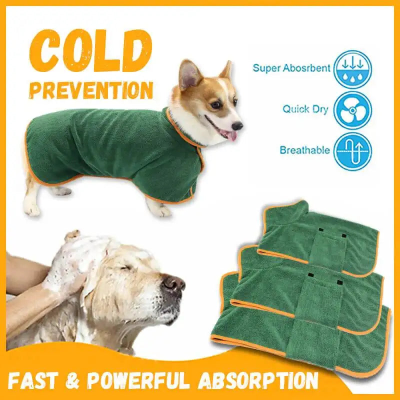 Dog Bathrobe Towel Bath Robe Pet Bathrobe Drying Coat Absorbent Towel For Large Medium Small Dog Super Fast Dry Soft Adjustable