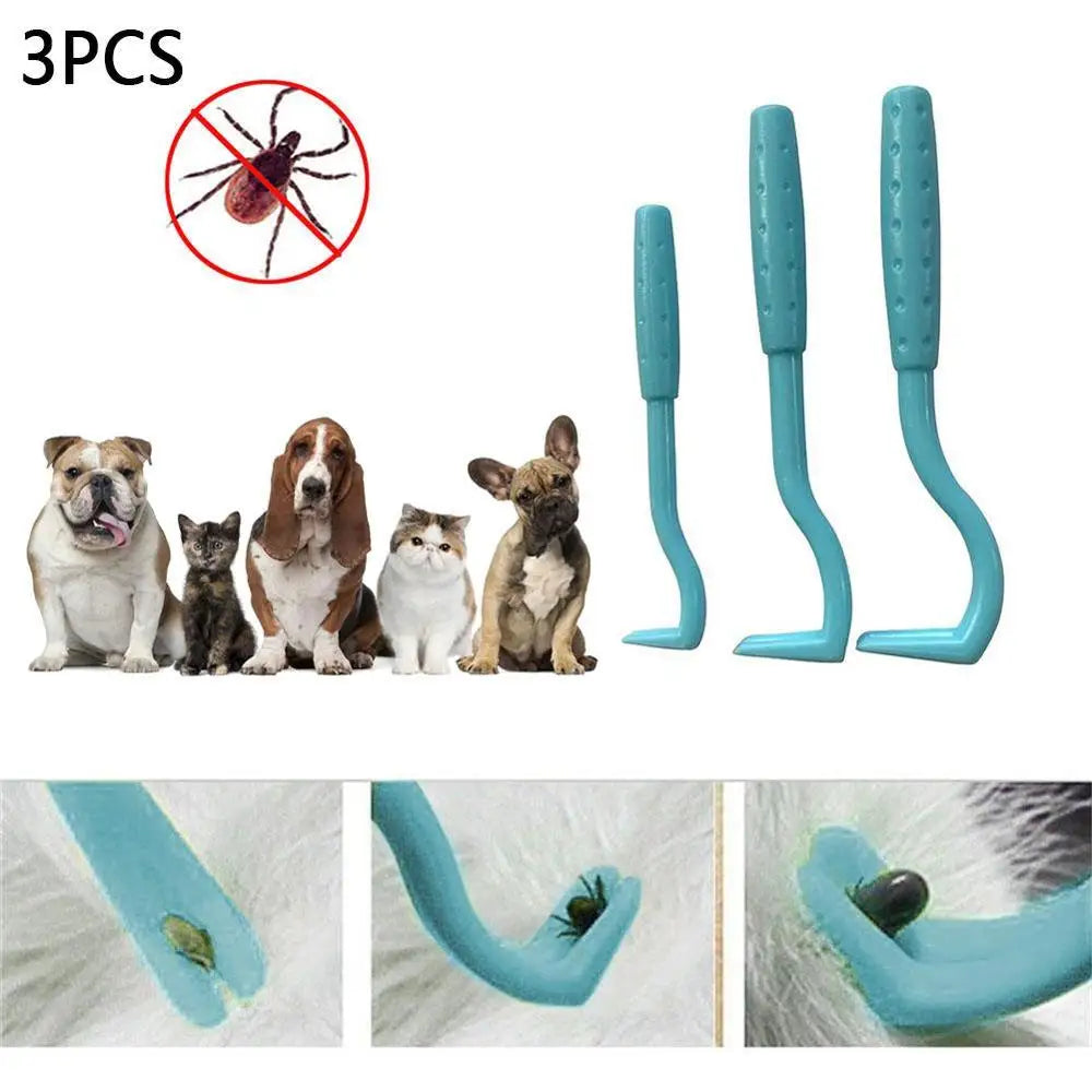 Flea & Tick Removal for Pets: 3-Piece Tool Kit for Cats & Dogs + Grooming Comb