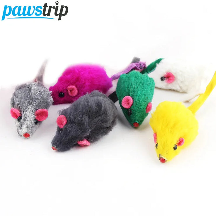 pawstrip Rabbit Fur False Mouse Pet Cat Toys Feather Rainbow Ball Toy Cayts Funny Playing Toys For Cats Kitten Fish Cat Toy