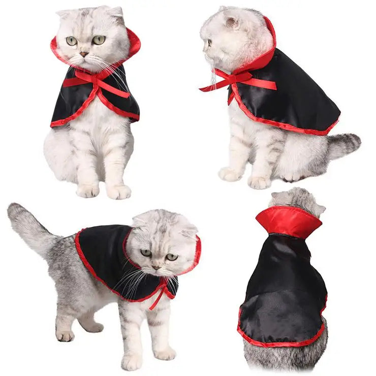 Halloween Pet Costumes Cute Cosplay Vampire Cloak Cat Dog Cap With Horns Kitten Puppy Cape Kawaii Pet Clothes Dog Accessoties