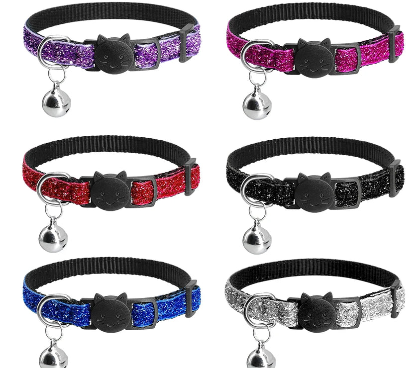 Cat Collar With Bell Dog Collar For Cats Kittens Pet Collars Cat Leashes Puppy Solid Adjustable Collar For Cat Pet Lead Supplies