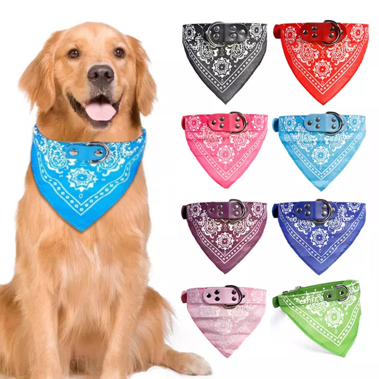 Pet Collars With Print Scarf Cute Adjustable Small Dog Collar Neckerchief Puppy Pet Slobber Towel Cat Accessories