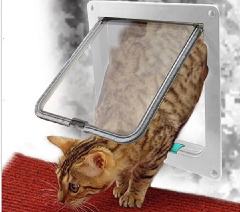 Pet Dog Cat Door 4 Way Locking Flap Door for Interior Exterior Doors Weatherproof Pet Doors for Cats Dogs Puppy Small Animals