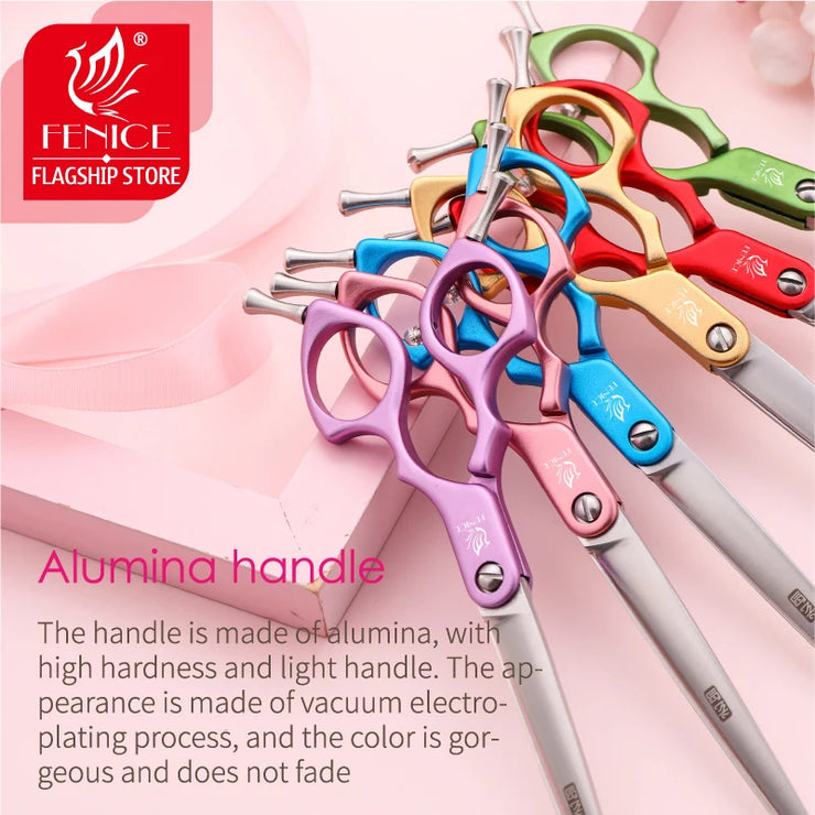 Fenice Jp440c Colorful 6.5 7.0 Inch Stainless Steel Pet Cutting Straight Scissors for Dog Grooming Dog Hair Scissors Cutter