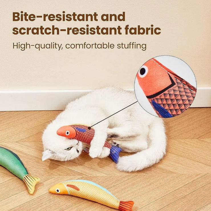 Catnip-Filled Fish Toy - Plush, Bite-Resistant