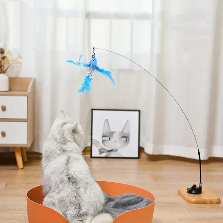 Interactive Cat Stick Toy with Suction Cup - Hands-Free