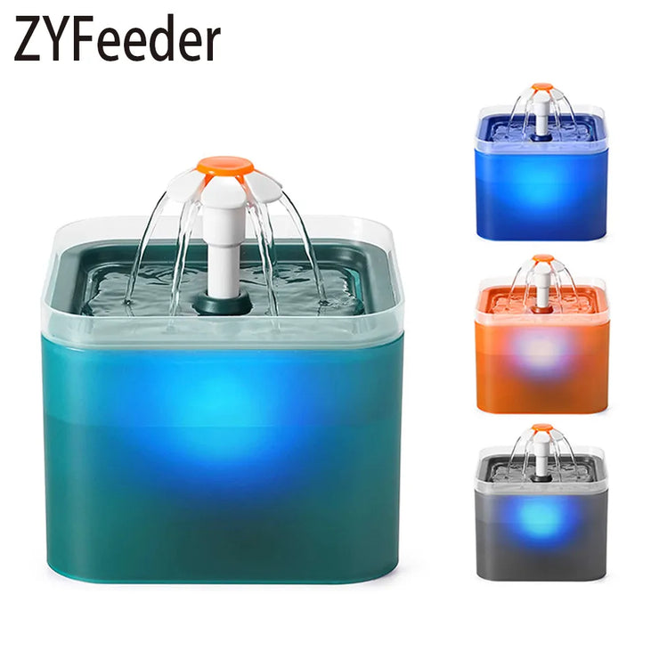 Keep Your Pets Hydrated with Our 2L Automatic Cats and Dogs Water Fountain - LED Lighting, USB Powered Pet Water Dispenser with Recirculate Filtration