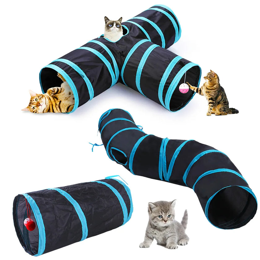 Foldable Cat Tunnel - Breathable, Interactive Play