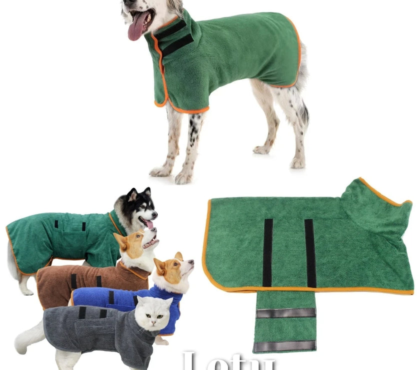 Pet Drying Coat Absorbent Bathrobe Towel Large Medium Small Dog Super Fast Drying Moisture Bath Bags Robe Soft Adjustable