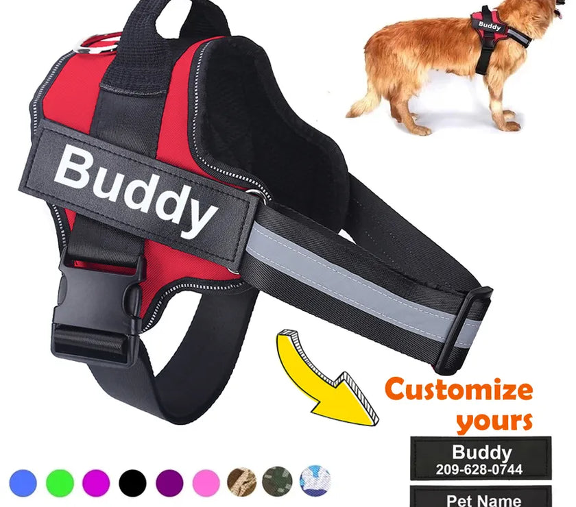 Personalized Dog Harness NO PULL Reflective Breathable Pet Harness Vest For Small Large Dog outdoor Walk Training Accessories