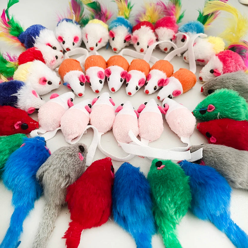 Rattle Cat Mouse Toys - Catnip-Filled, Interactive