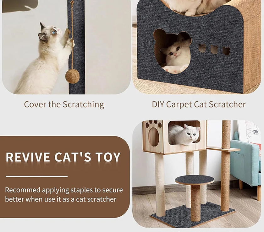 Wall Anti Cat Scratch Sofa DIY Cats Scratch Board Sofa Protection Paws Sharpen Trimmable Self-adhesive Carpet Cats Scratch Board