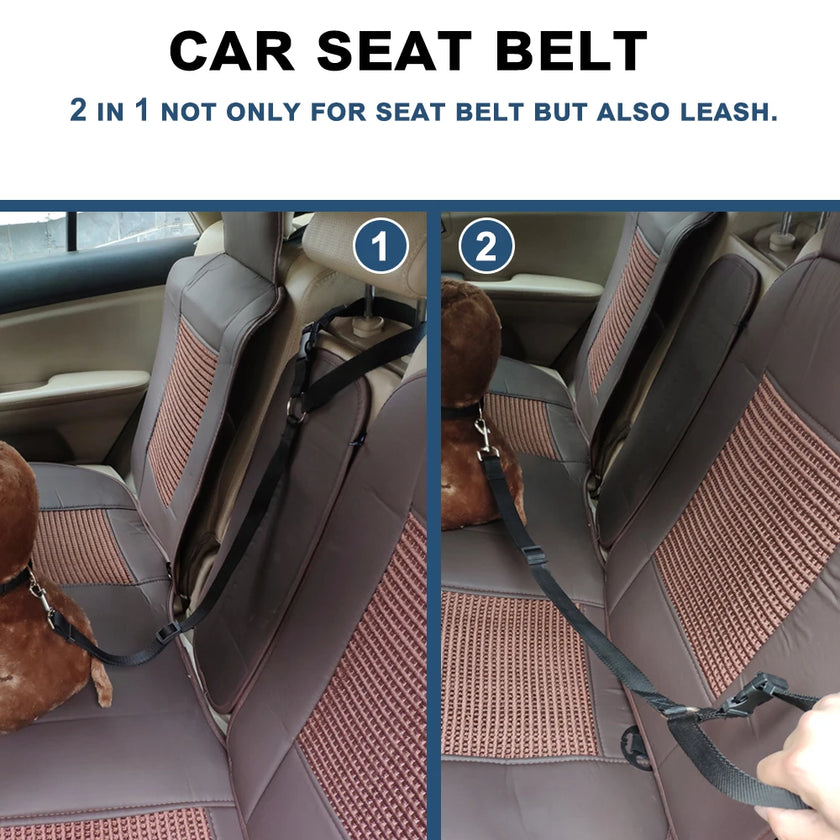 2-in-1 Dog Seat Belt & Leash | Car Safe, Adjustable Harness