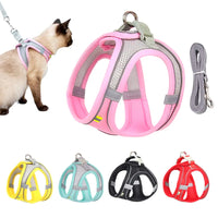 Escape Proof Cat Harness and Leash Set Adjustable Mesh Dog Harness Vest Puppy Pet Walking Lead Leash Small Dogs Cats Kitten XXS