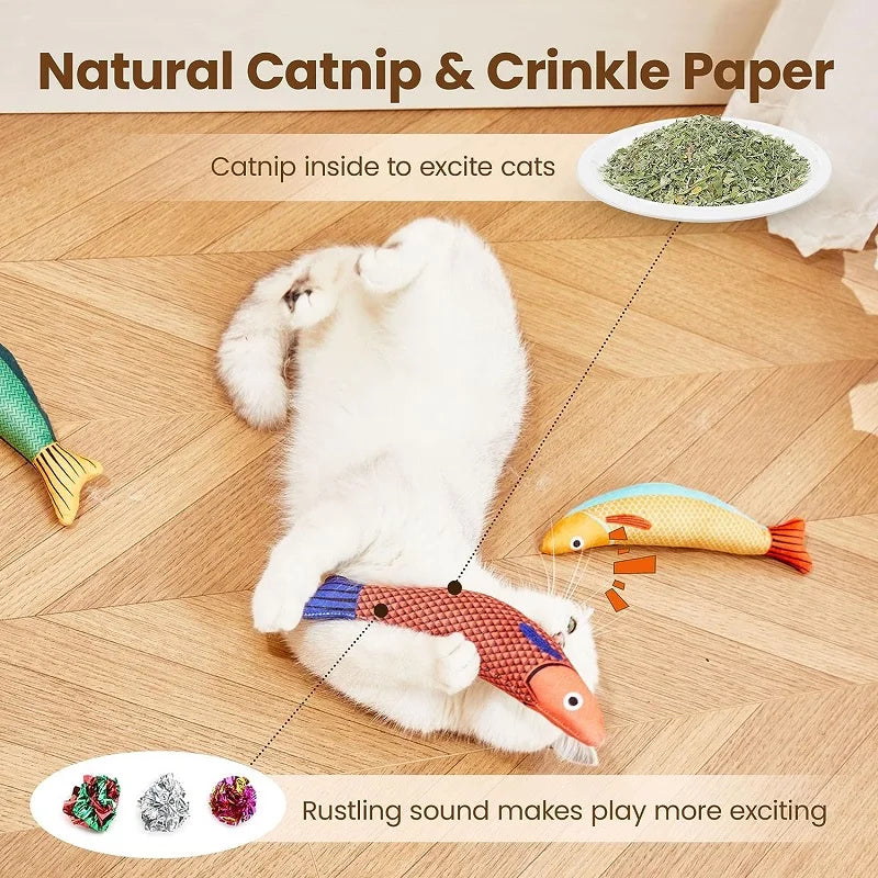 Catnip-Filled Fish Toy - Plush, Bite-Resistant