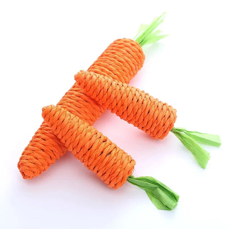 Carrot Pet Cat Toy Paper Rope Chew Toys Built-in Bell Small Animals Cute Pet Toys Wholesale