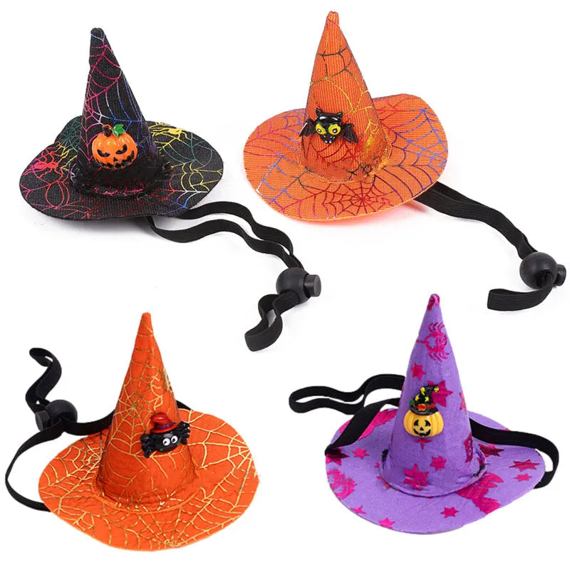 Pet Halloween Spider Web Witch Pet Hat Elastic Hair Band Pet Supplies Dog Cat Pumpkin Bat Hat Hair Happy Helloween Party