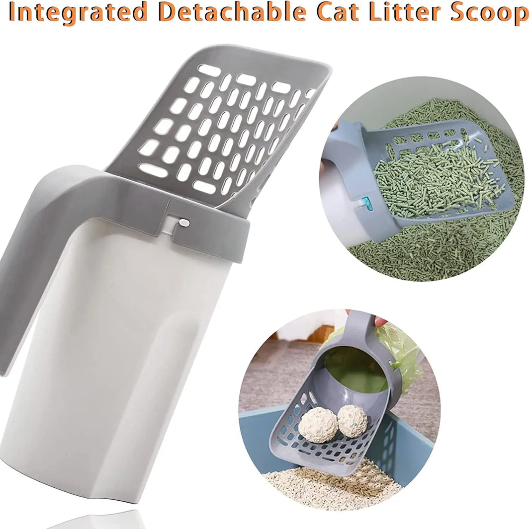 Cat Litter Scoop with Refill Bags - Self-Cleaning