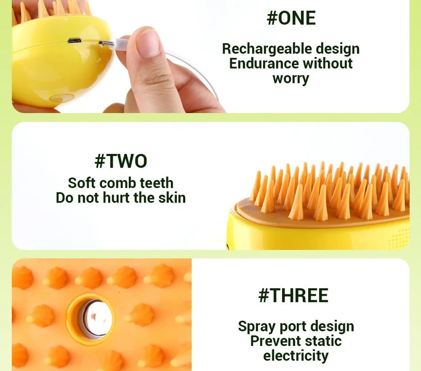 3-in-1 Steam Grooming Brush