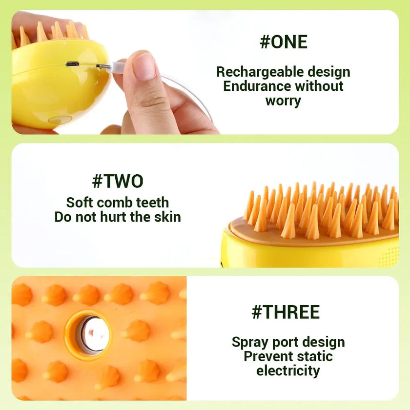 3-in-1 Steam Grooming Brush