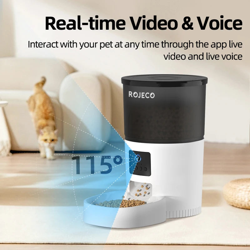 ROJECO Smart Cat Feeder - Camera, Voice, Remote Control