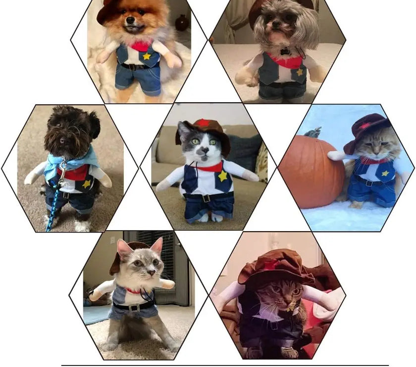 Funny Pet Dog Cat Halloween Costume Dog Cowboy Clothes Pet Dog Costumes for Small Dogs Cosplay Cat Accessories