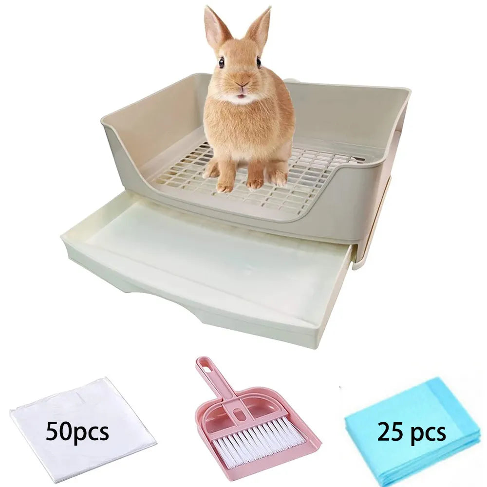 Large Rabbit Toilet Box Trainer Potty Corner Tray Litter with Drawer Pet Pan For Adult Hamster Guinea Pig Ferret Galesaur Bunny