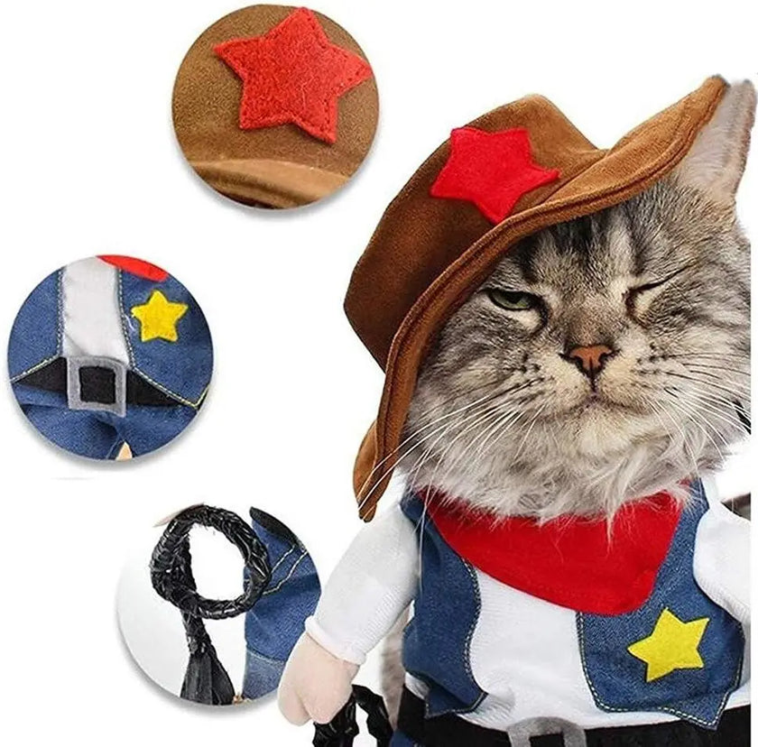 Funny Pet Dog Cat Halloween Costume Dog Cowboy Clothes Pet Dog Costumes for Small Dogs Cosplay Cat Accessories