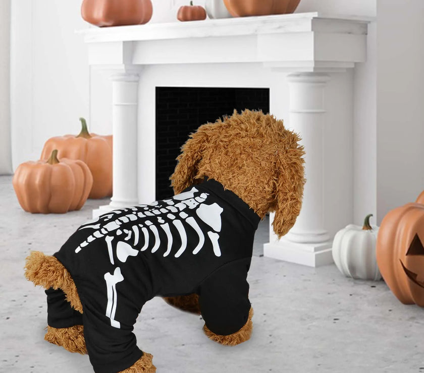 Halloween Skeleton Dog Costume Decorative Pet Clothes Pet Halloween Costume for Festival Puppy Kitten Holiday Party Dogs Cats