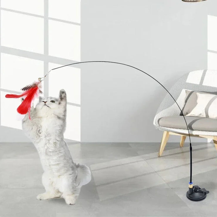 Interactive Cat Stick Toy with Suction Cup - Hands-Free