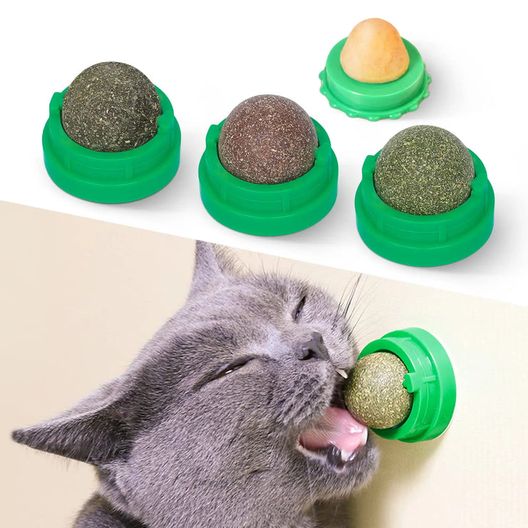 Potaroma Catnip Toys Balls , Extra Cat Energy Ball, Edible Kitten Silvervine Toys for Cats Lick, Cat Wall Treats