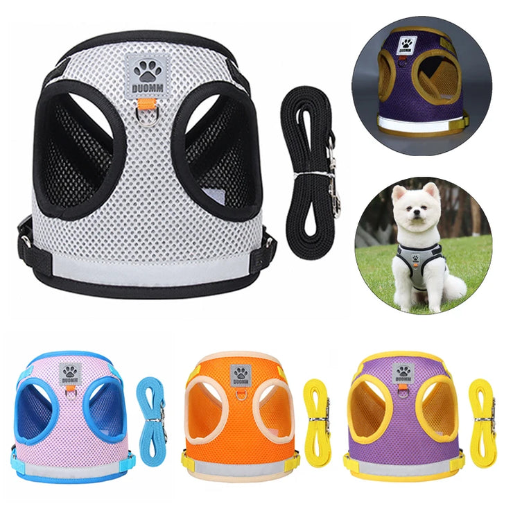 Reflective Safety Pet Dog Harness and Leash Set for Small Medium Dogs Cat Harnesses Vest Puppy Chest Strap Pug Chihuahua Bulldog