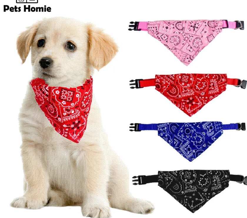 Pet Dog Neck Scarf Puppy Cat Dog Collar Bandana Collar Scarf with Leather Collar Accessories Adjustable Pet Puppy Cat Scarf