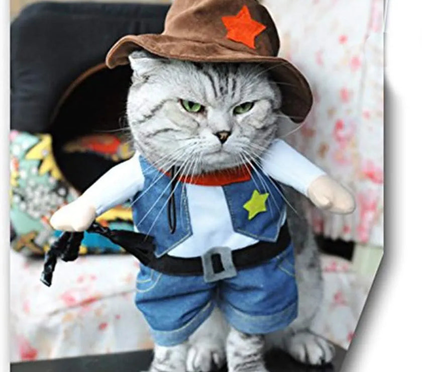 Funny Pet Dog Cat Halloween Costume Dog Cowboy Clothes Pet Dog Costumes for Small Dogs Cosplay Cat Accessories