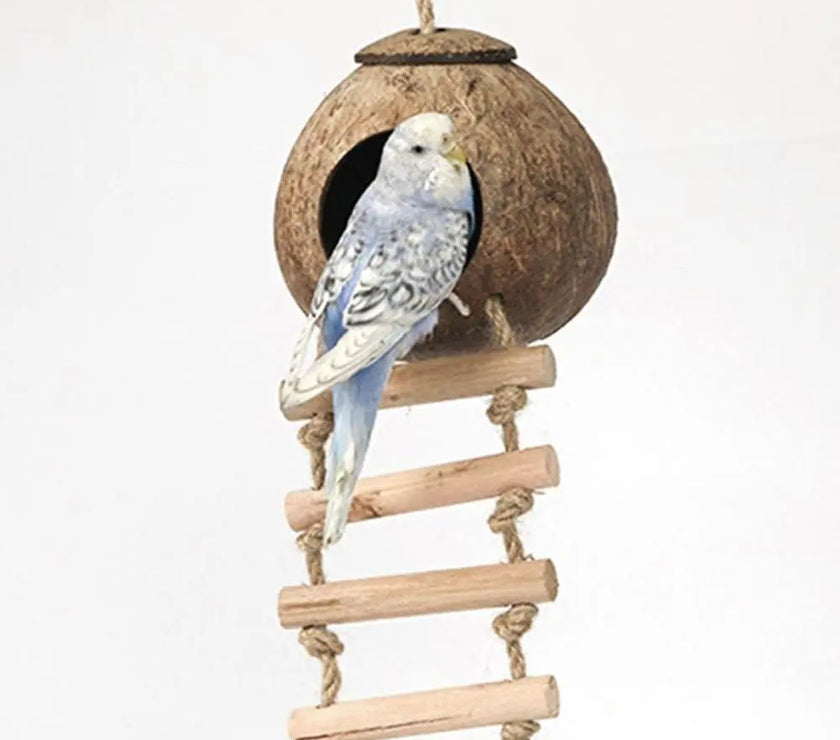 Parrot Natural Coconut Shell Bird Nest Hideout House Playpen Bird Supplies For Hamster Guinea Pigs Birds Houses Habitats