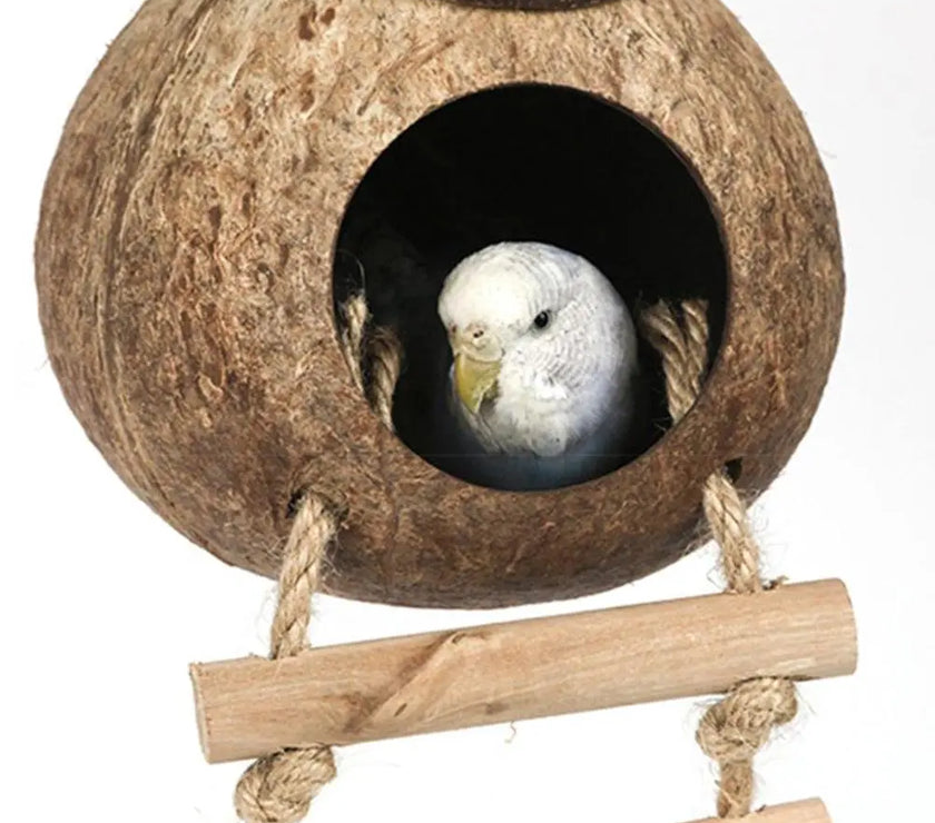 Parrot Natural Coconut Shell Bird Nest Hideout House Playpen Bird Supplies For Hamster Guinea Pigs Birds Houses Habitats