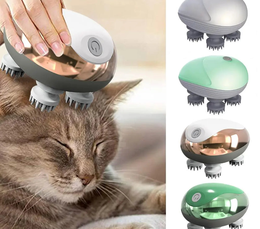 Cat Massager Waterproof Soft Head Comfortable Adjustable Modes Handheld Electric Scalp Massager Pet Supplies