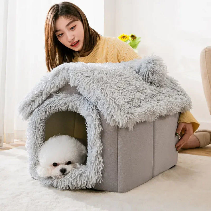 Foldable Dog House Kennel Bed Mat For Small Medium Dogs Cats Winter Warm Cat Bed Nest Pet Products Basket Pets Puppy Cave Sofa