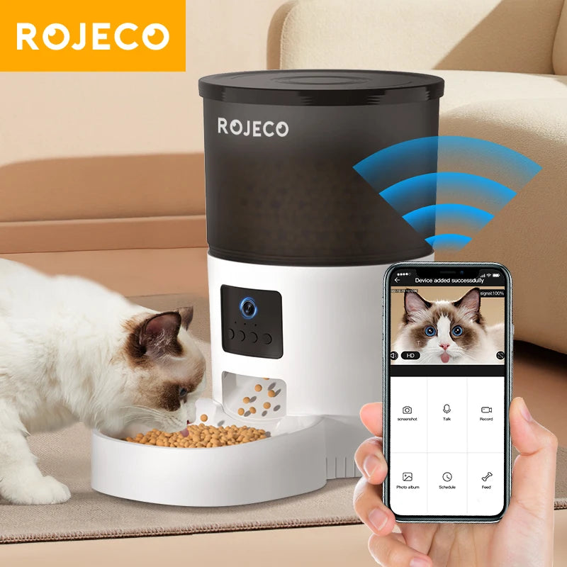 ROJECO Smart Cat Feeder - Camera, Voice, Remote Control